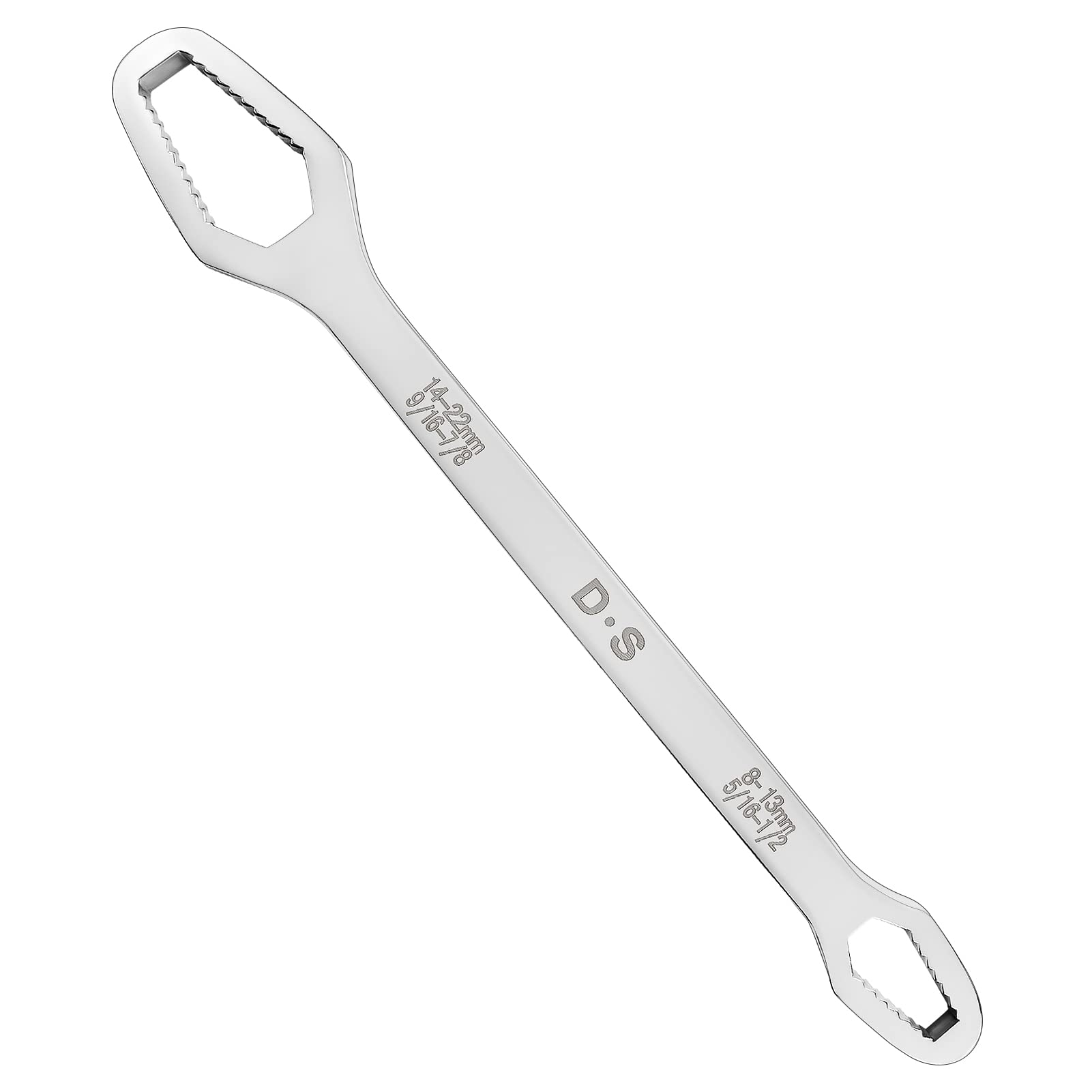 5/16-7/8 Inch Double-Ended Adjustable Wrench Set - Universal Self-Tightening Spanner for Torx, Screws & Nuts - Silver Multi-Tool for Home Repair, Automotive & DIY Projects