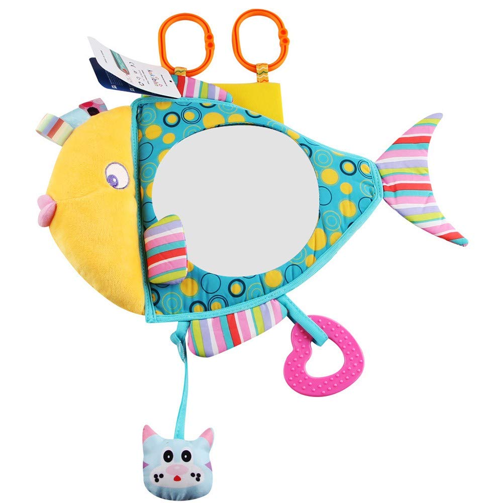 ESHOO Fish Shaped Floor Mirror for Babies - Safe Infant Activity Mirror with Backseat Visibility - Perfect for Nursery Decor & Car Travel Safety