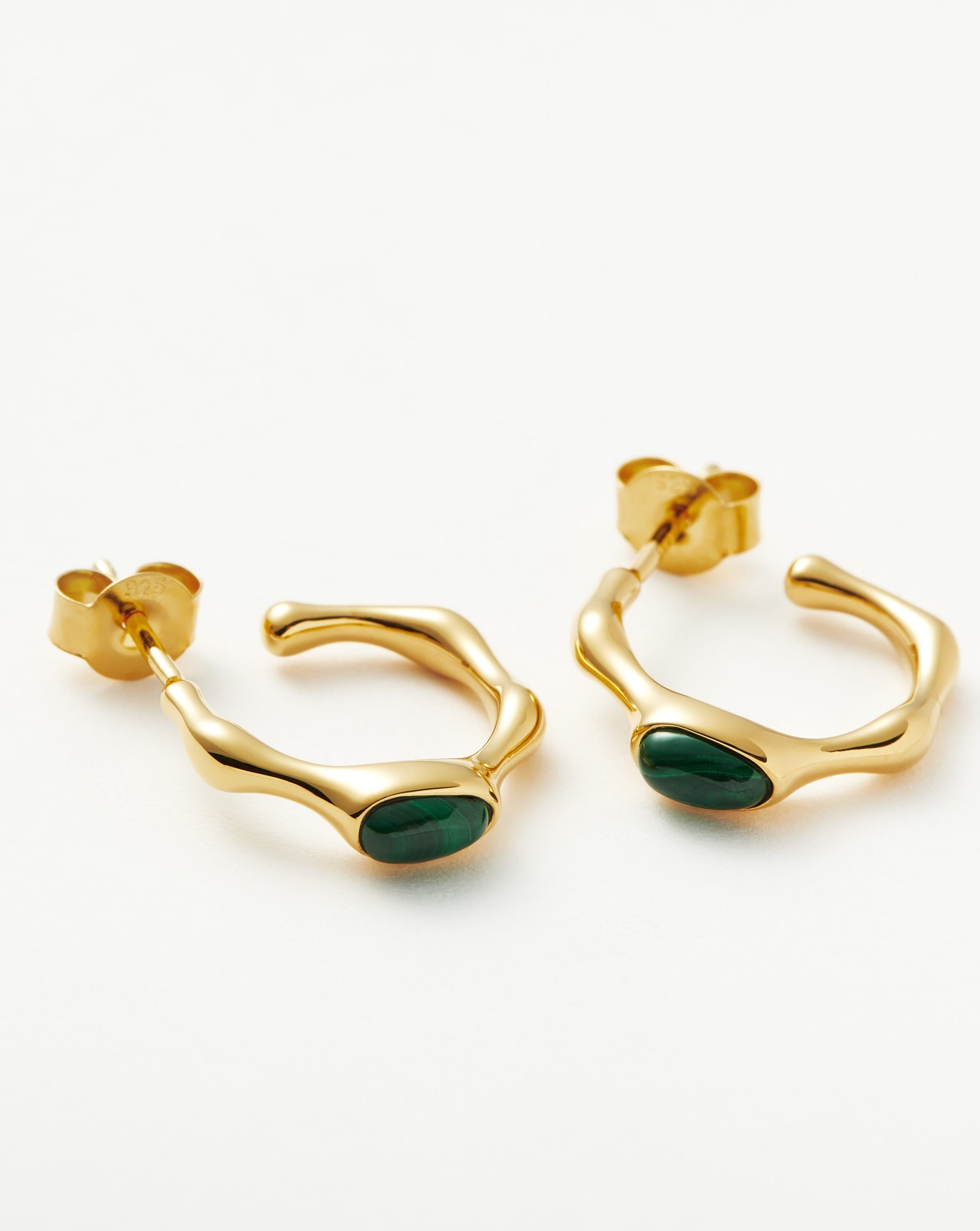 Magma Gemstone Small Hoop Earrings - 18k Recycled Gold Vermeil on Recycled Sterling Silver | Dainty Everyday Jewelry for Women, Minimalist Gift for Her, Boho Chic Accessories for Work & Date Night
