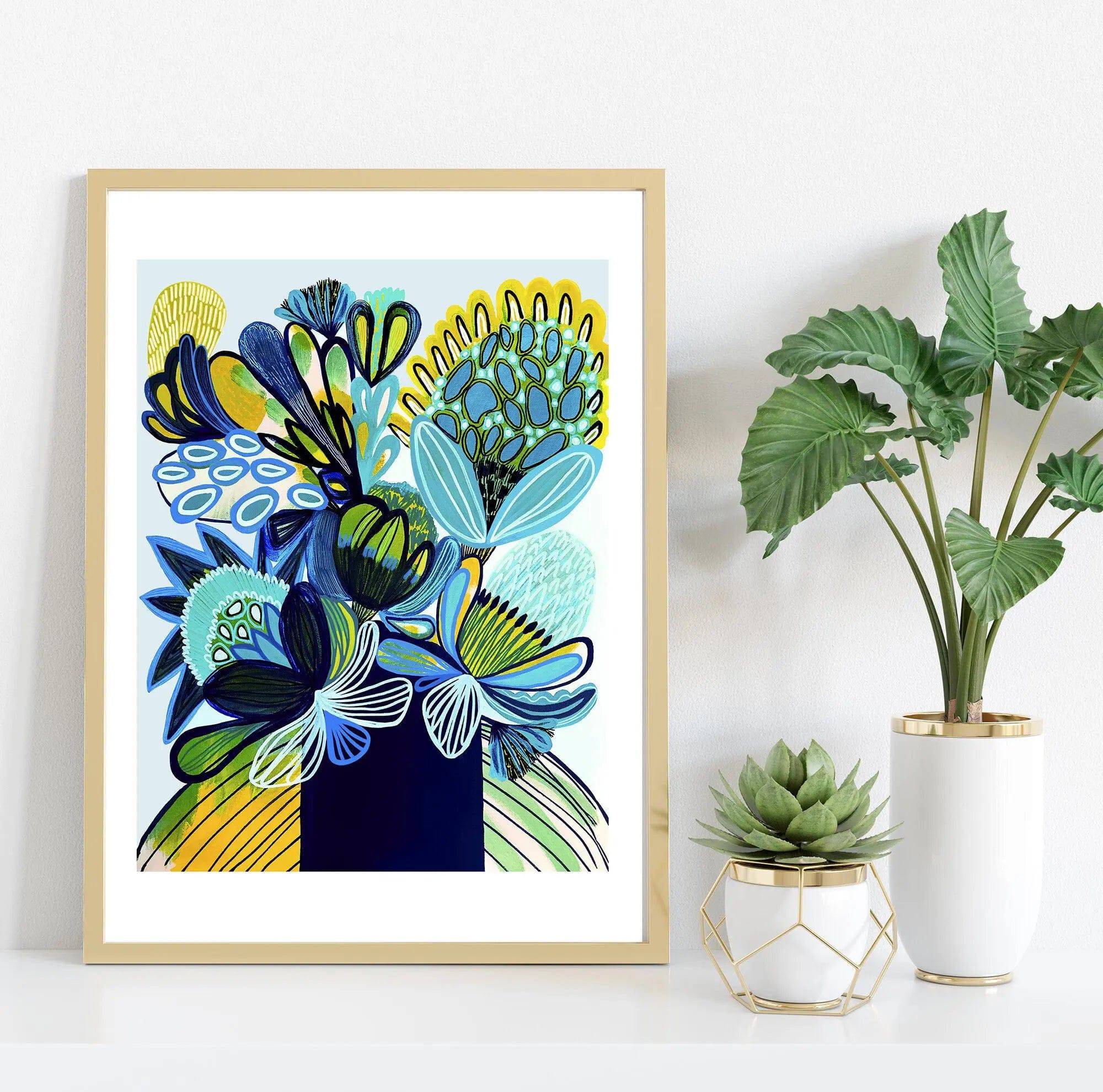 Australia Blue Bush Flora Art Print - Stunning Botanical Wall Decor for Home, Office & Gift Ideas | Perfect for Living Room, Bedroom & Interior Design