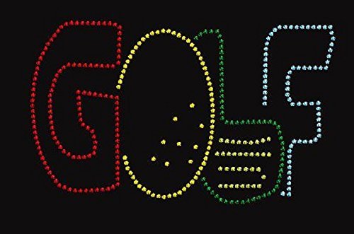 Golf-Themed Colored Rhinestone Iron-On Transfers for Shirts & Apparel - Perfect for DIY Customization, Team Uniforms, and Sports Events