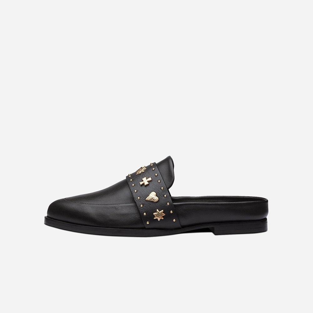 Tuesday Slide Black/Gold Hearts - Stylish Casual Slides for Women & Men - Perfect for Beach, Pool, Home & Outdoor Comfort