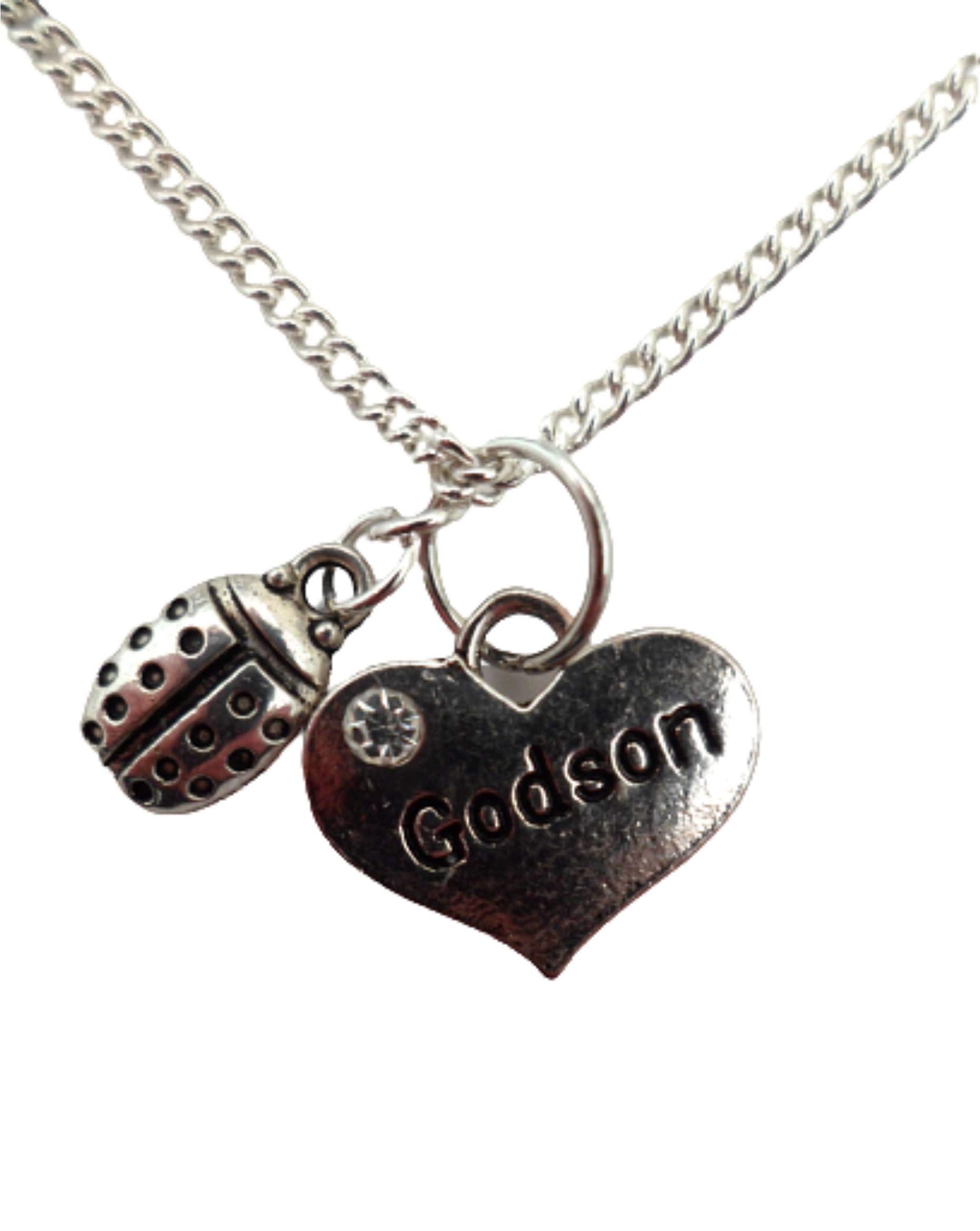 Sterling Silver Plated Heart Pendant Necklace for Godson - Elegant Ladybird Gem Charm Jewelry Gift for Women, Perfect for Birthdays, Anniversaries & Special Occasions