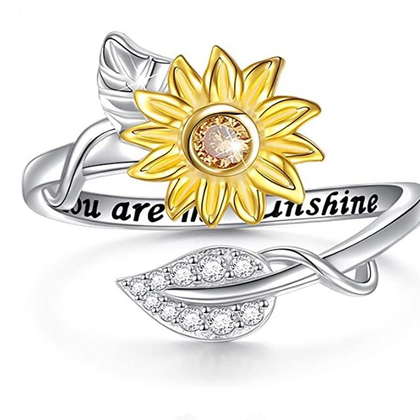 Adjustable Sunflower Open Band Rings - Elegant Engagement, Wedding, Anniversary & Birthday Jewelry Gifts for Women & Girls | Perfect for Beach, Vacation & Everyday Wear