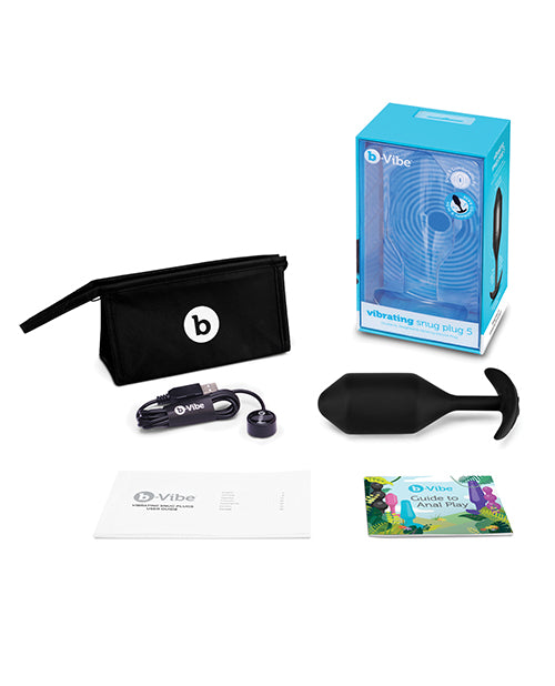 B Vibe Vibrating Snug Plug - Rechargeable Silicone Anal Plug for Men & Women - XXLarge Black - Perfect for Solo Play & Couples Intimacy