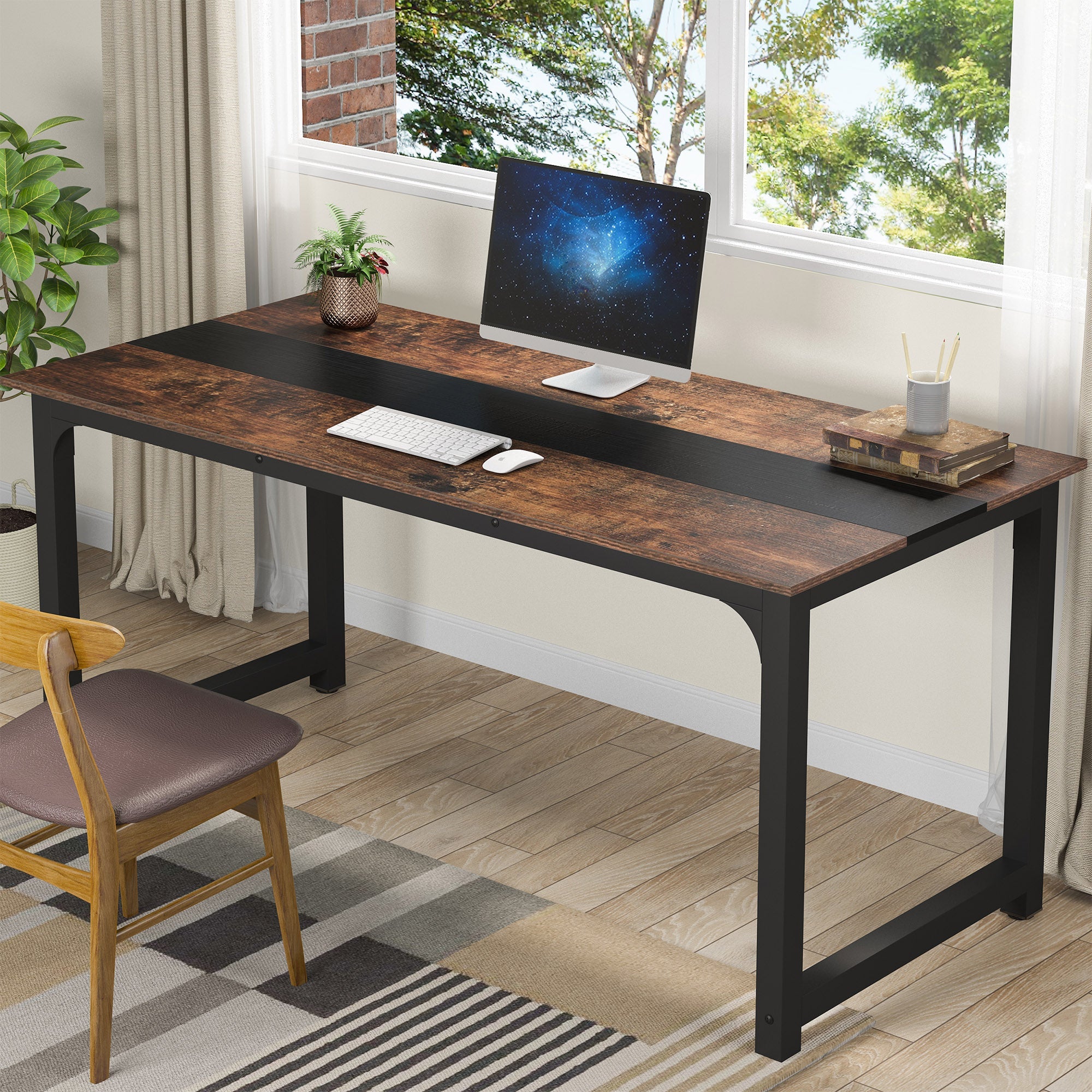 Tribesigns Modern Computer Desk - 55 Inch Office Desk with Keyboard Tray, Sturdy Study Writing Table for Home & Workspace - Perfect for Gaming, Remote Work & Small Spaces