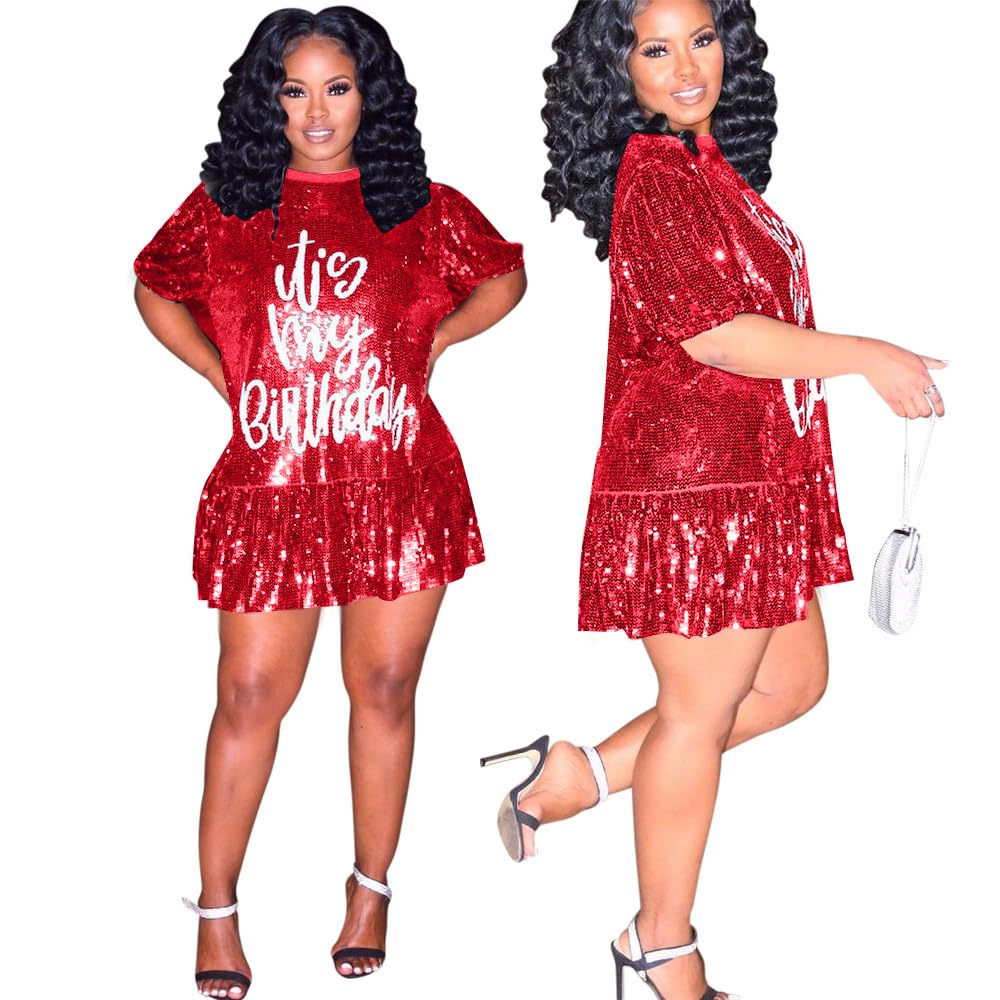 FLOYU Women's Sequin Birthday Dress - Sparkly Party Top & Sexy Birthday Outfit for Women | Perfect for Birthday Parties, Bachelorette Nights & Special Occasions