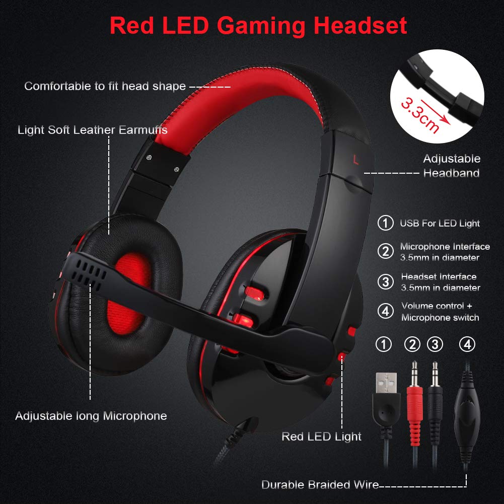 BlueFinger Gaming Combo - Keyboard, Mouse & Headset with LED Backlight for PC Gaming & Work