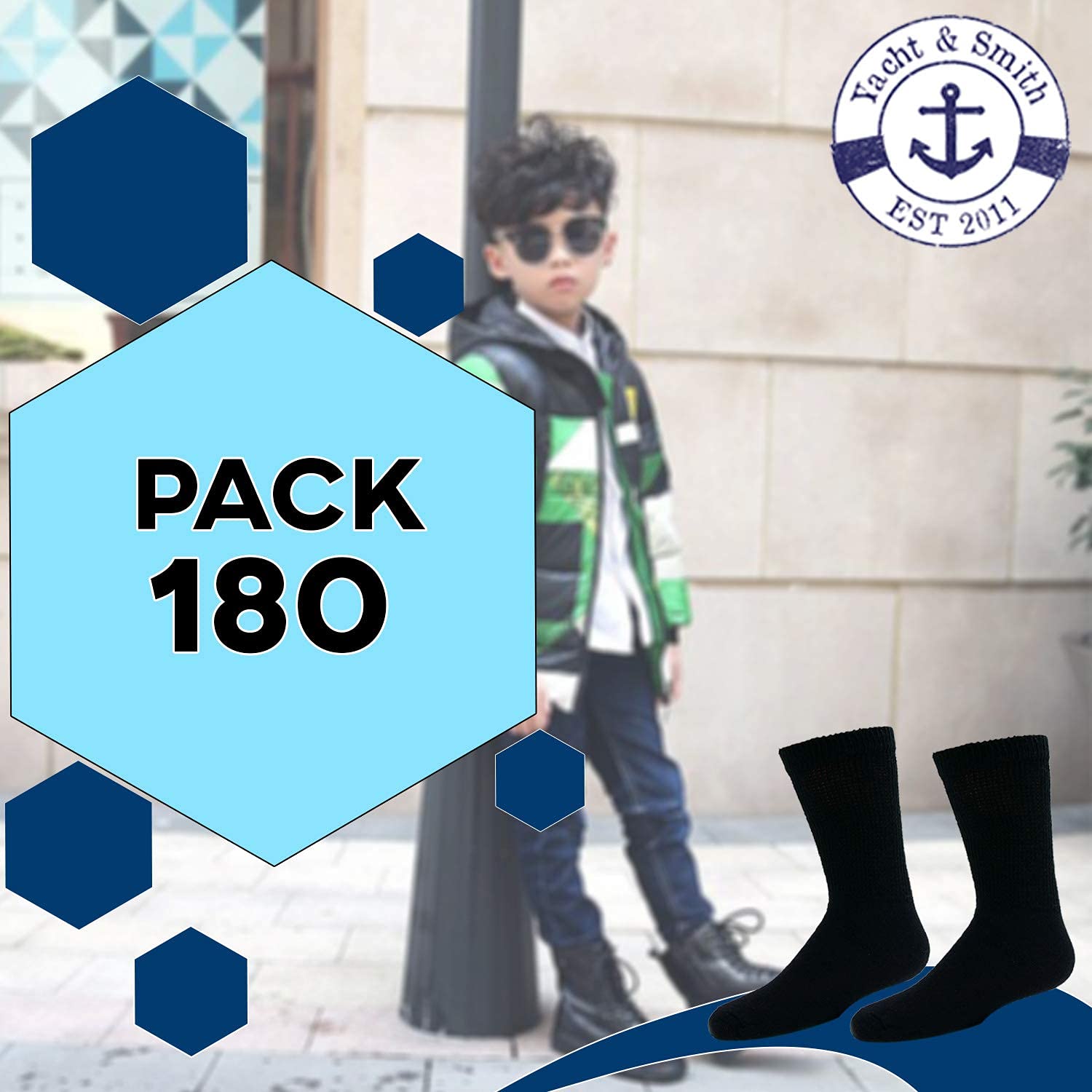 Wholesale Bulk Athletic Crew Socks for Kids & Children | Yacht & Smith Sports Socks Case Pack by SOCKS'NBULK | Perfect for School, Sports & Daily Wear