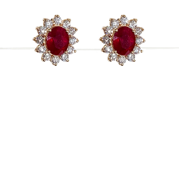 14K Rose Gold Ruby Stud Earrings for Women - Genuine Natural Ruby Gemstone Jewelry Gift for Birthday, Anniversary & Valentine's Day | Perfect for Parties, Weddings & Special Occasions