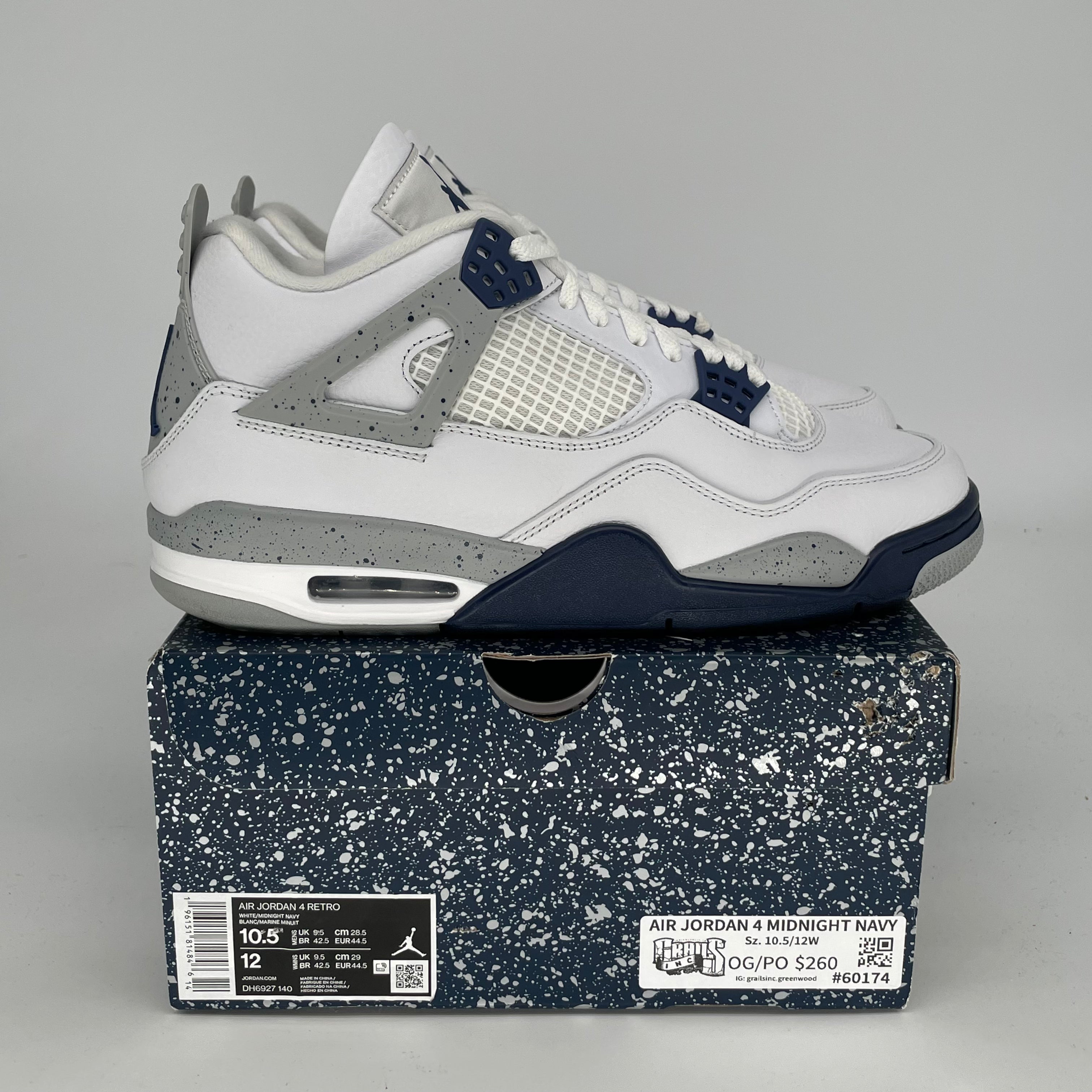 AIR JORDAN 4 Retro Midnight Navy Men's Basketball Shoes Size 10.5/12W (DH6927-140) - Perfect for Streetwear & Court Performance