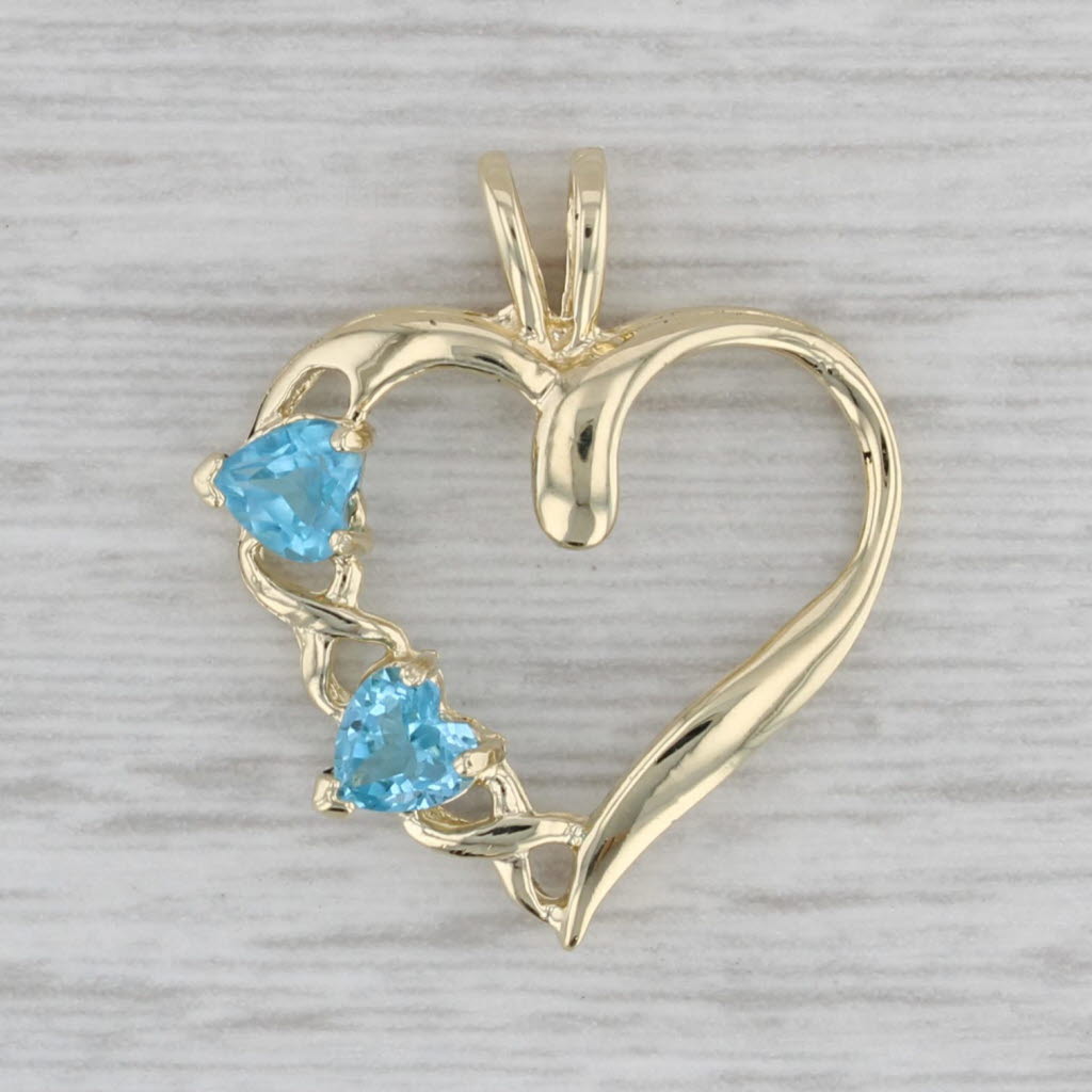 0.60ctw Blue Topaz Heart Pendant in 10k Yellow Gold - Elegant Open Heart Design for Valentine's Day Gift, Anniversary Jewelry & Everyday Wear