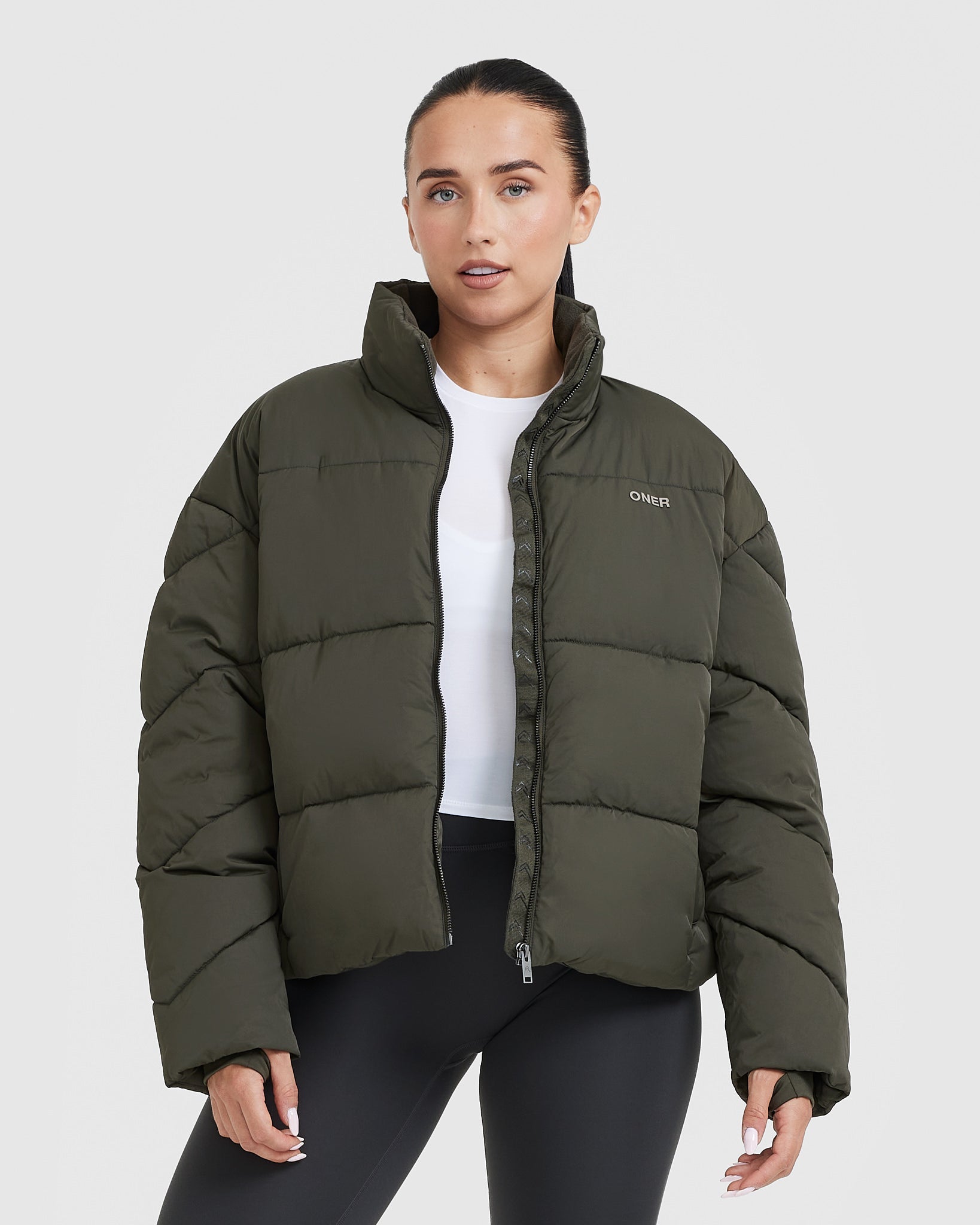 Men's Warm Khaki Puffer Jacket - Lightweight Winter Coat for Outdoor Activities & Casual Wear