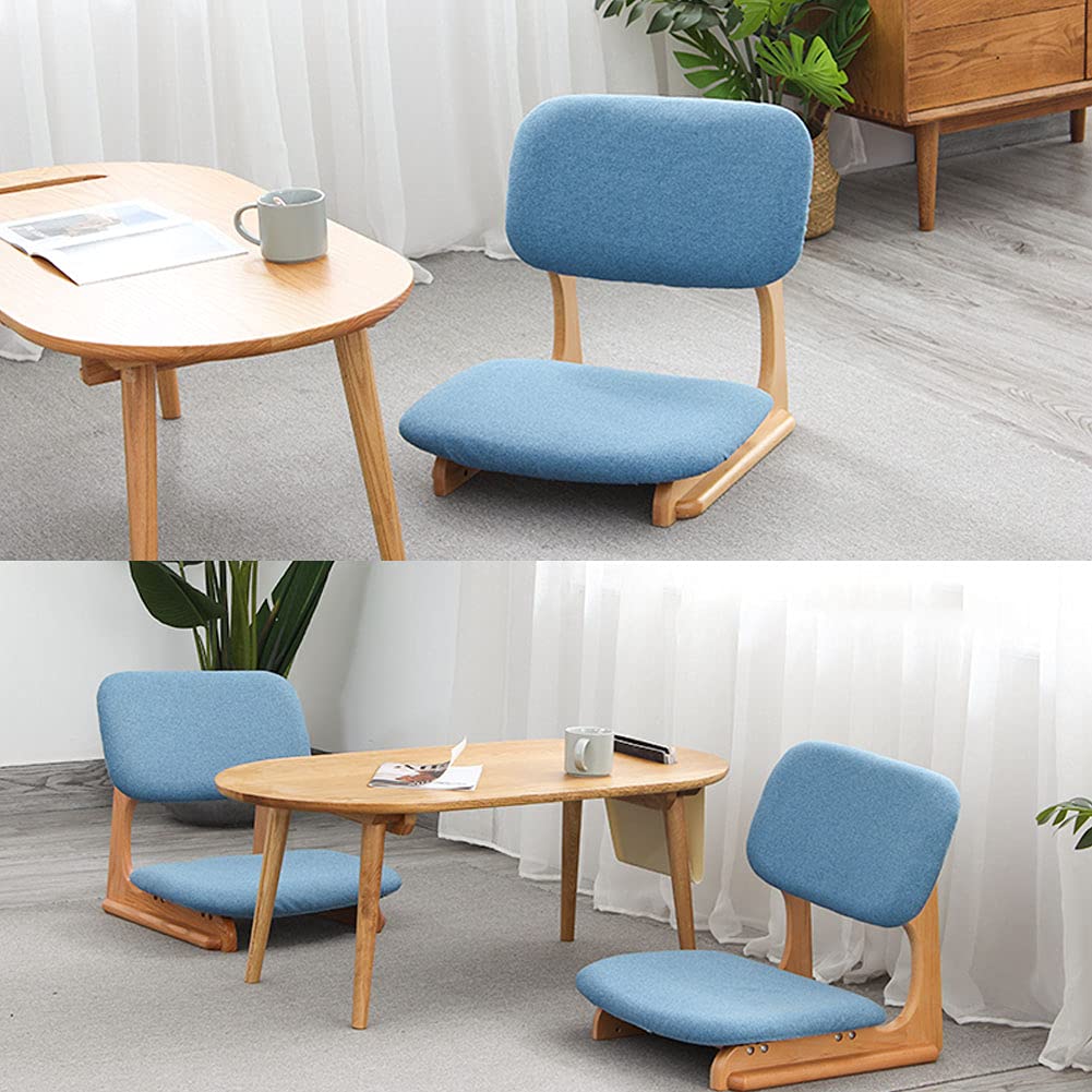 WAYUTO Wooden Meditation Floor Chair - Portable Japanese Legless Gaming Chair with Cushion - Comfortable Balcony & Bay Window Seat for Reading, Relaxing & Yoga | Perfect for Small Spaces, Living Rooms & Meditation Areas