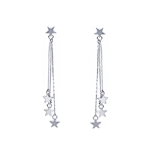 Star Tassel Earrings-Silver