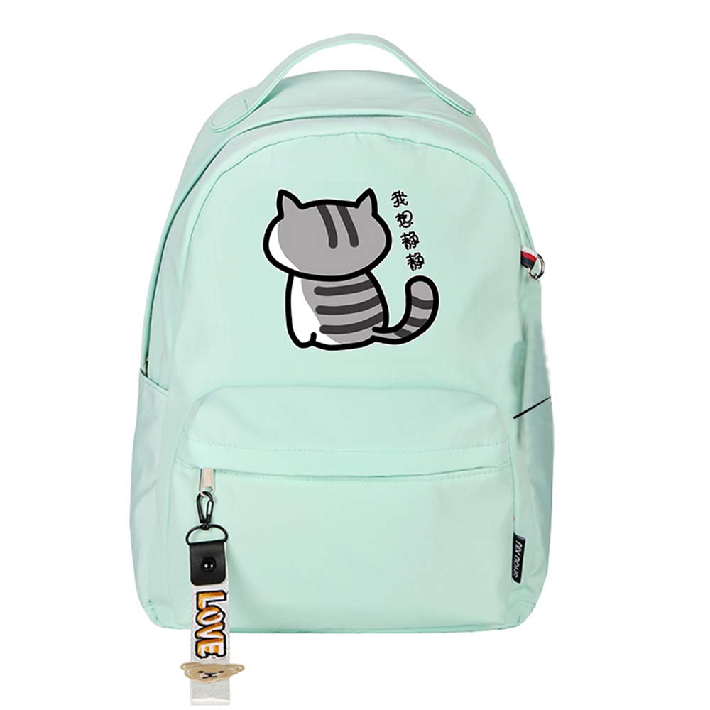 Cute Neko Atsume Cat Backpack for Women - Kawaii Laptop Daypack for Travel & School
