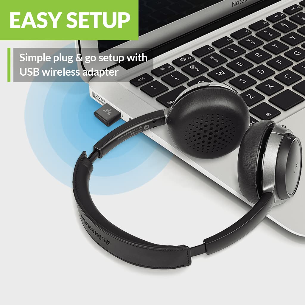 Avantree Alto 8060 Wireless Bluetooth Headset with Smart Noise Canceling Mic - Crystal Clear Calls in Noisy Environments | Sidetone Support | USB Adapter for PC/Laptop | Perfect for Office, Call Centers & Remote Work