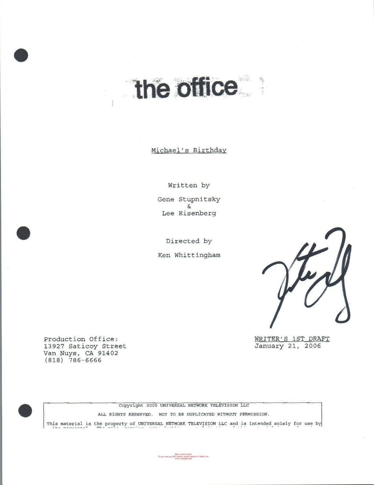 Kate Flannery Signed Autograph - The Office Michael's Birthday Episode Script with COA - Perfect for The Office Fans, Collectors & Memorabilia Display