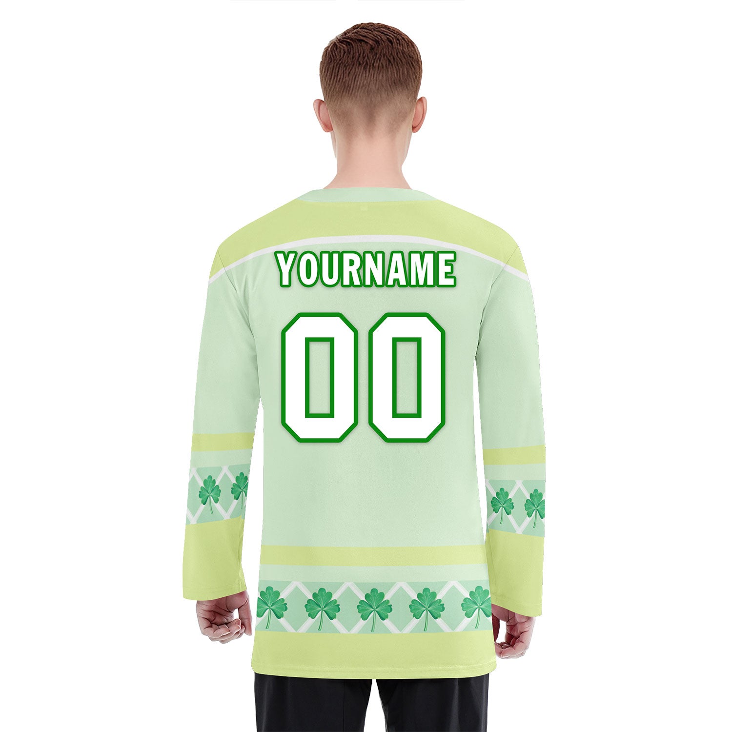 Custom Four Leaf Clover Personalized Hockey Jersey HCKJ01 E0615 - Personalized Sports Apparel for Hockey Games, Team Events & Fan Gifts