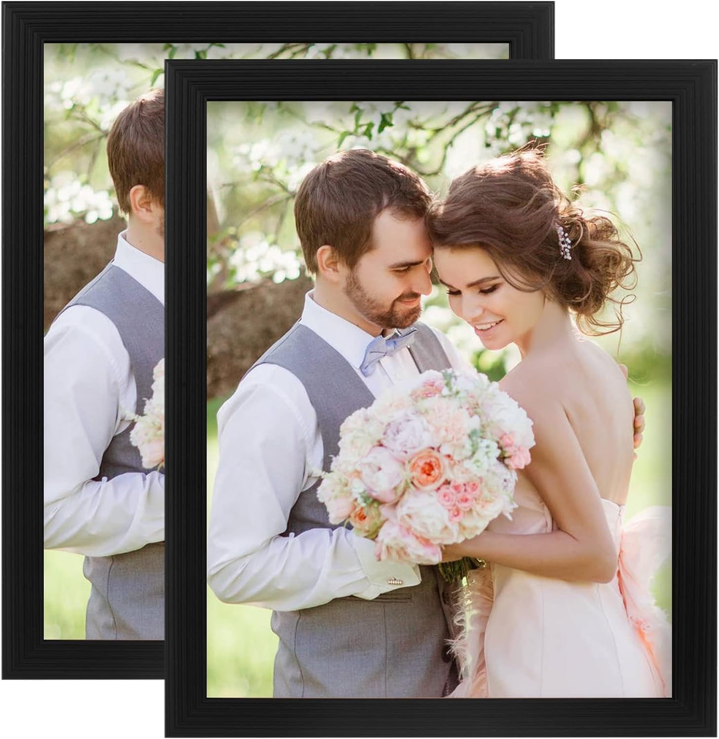 PECULA 2 Pack 8x10 Black Picture Frames - Wall Mount & Tabletop Photo Frames with Clear Glass Display - Perfect for Home Decor, Office, Gallery & Gift Giving