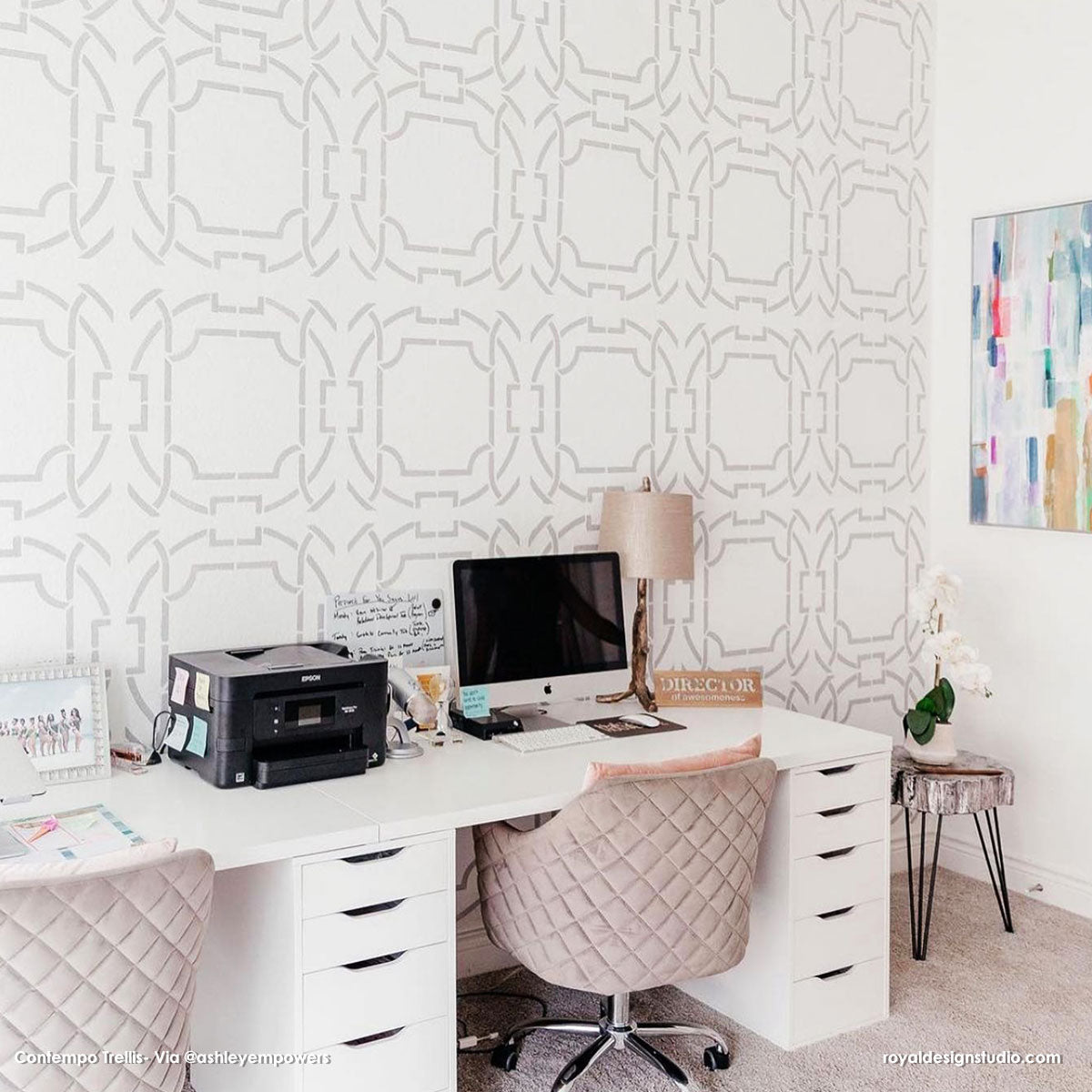 Contempo Trellis Wall Stencil - Reusable DIY Home Decor Painting Template for Walls, Furniture & Crafts | Perfect for Bedroom, Nursery, Living Room & Office Accent Walls