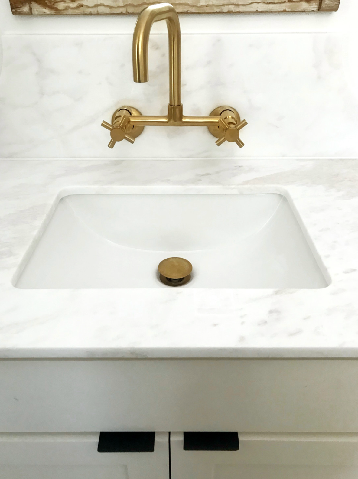 Concord Two Handle Wall Mount Bathroom Faucet - 2 Hole Deck Mount Sink Faucet for Bathroom Vanity, Powder Room & Utility Sink (Brushed Nickel Finish)