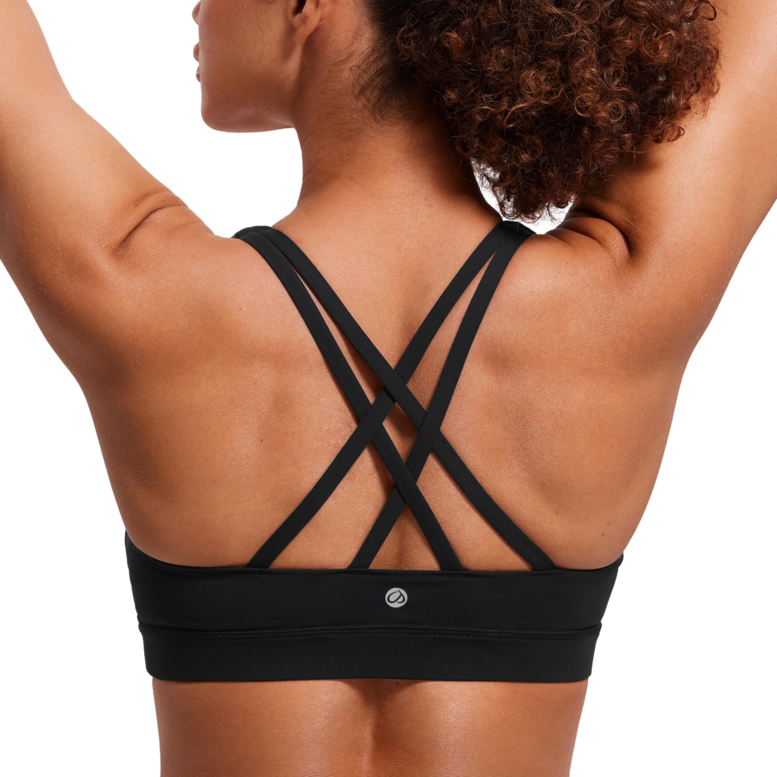 CRZ YOGA Women's Strappy Sports Bra - Padded Workout Top with Criss Cross Back for Yoga, Gym & Running | Breathable Cami for Fitness & Active Lifestyle