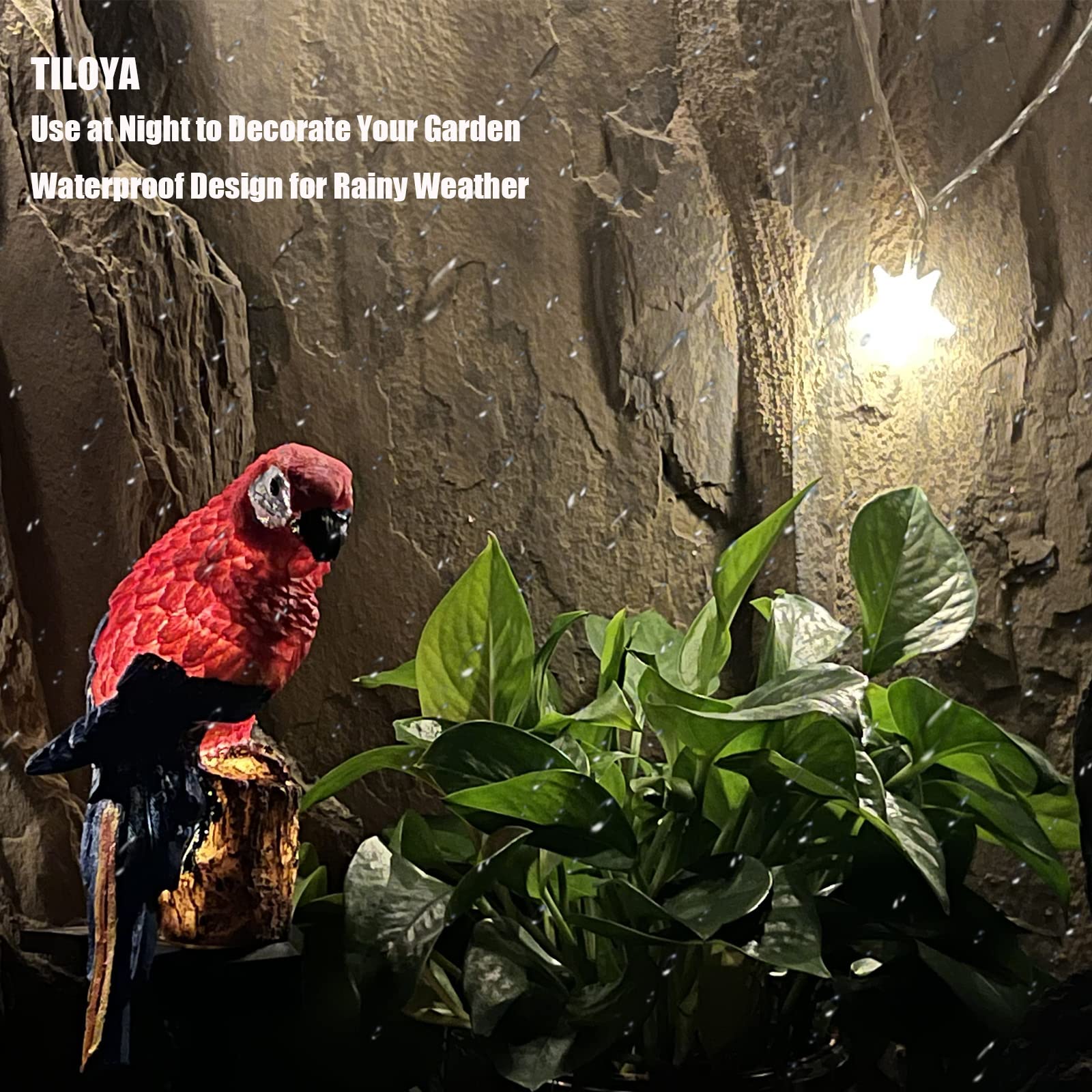 Solar Powered Red Parrot Garden Lights - Waterproof Outdoor Solar Lights for Yard, Lawn, Walkway, Patio & Courtyard Decoration | Cute Animal-Shaped Solar Lights for Garden Decor & Landscape Lighting