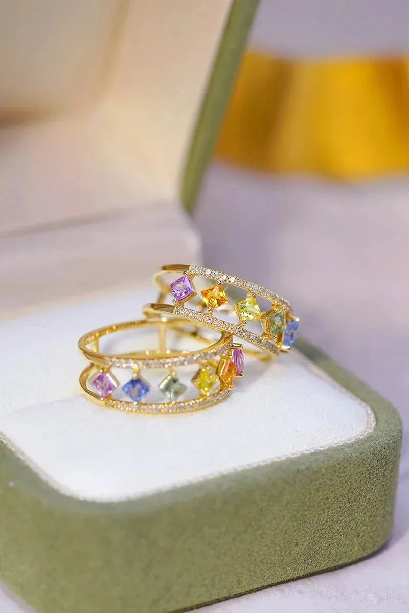 18K Yellow Gold Sapphire & Diamond Ring for Women - Real Natural Gemstone, Romantic High Jewelry, Anniversary Gift - Perfect for Weddings, Engagements & Special Occasions