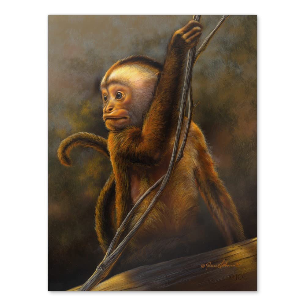 Vintage Capuchin Monkey Organ Grinder Wall Art Poster - High Quality Home Decor Picture for Living Room, Bedroom & Office | Unique Animal Theme Wall Décor