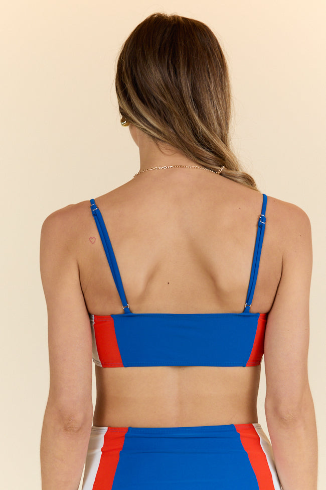 Rock The Boat Red and Blue Colorblock Bikini Top - Women's Swimwear for Beach & Pool - FINAL SALE