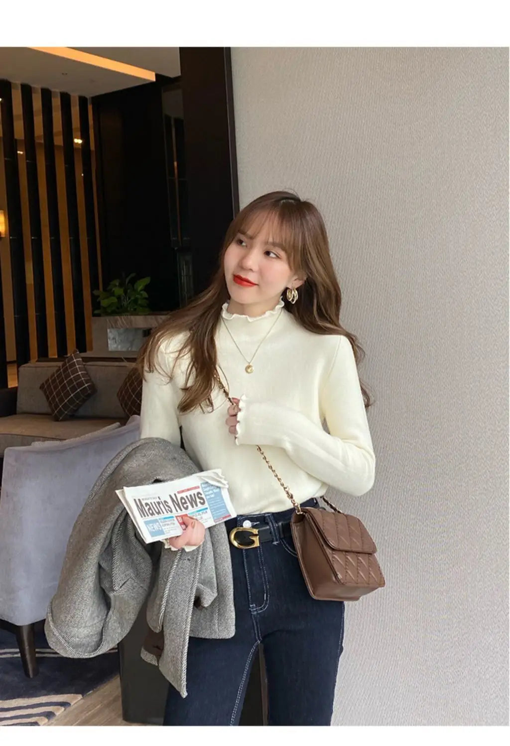 Women's Velvet Half Turtleneck Sweater - Warm Winter Thermal Top for Women | Cozy Fall & Winter Layering Shirt | Perfect for Office, Dating & Casual Outfits