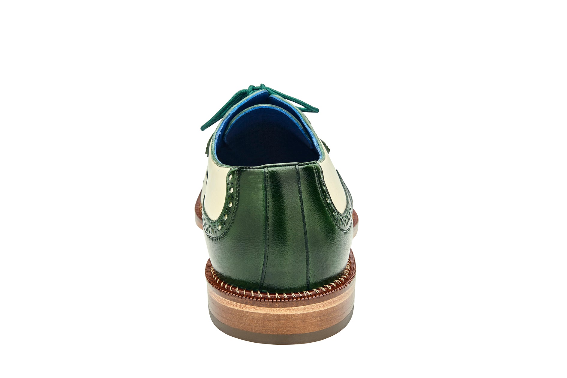 Belvedere Sesto Genuine Ostrich Quill & Italian Leather Wingtip Dress Shoes - Forest Green/Cream - Size R54 | Premium Men's Formal Shoes for Weddings, Business Meetings & Special Occasions