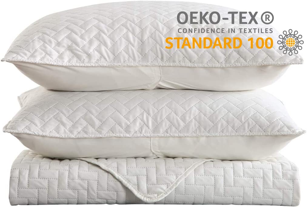 Premium MERRY HOME King Size Quilt Set - 320GSM Lightweight Summer Bedding, 3-Piece Solid White Quilt Cover (92