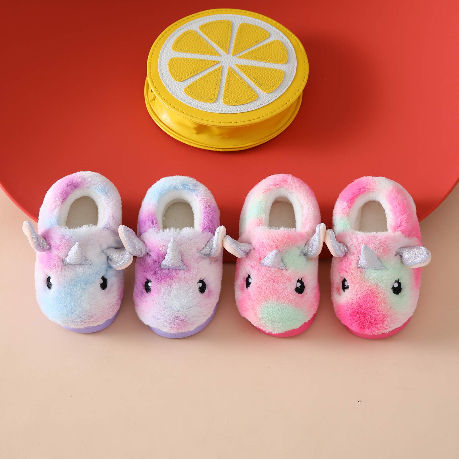 Ainikas Plush House Slippers for Boys & Girls - Warm Fuzzy Non-Slip Winter Slippers for Toddlers & Little Kids - Perfect for Indoor Play, Cozy Home Wear & Cold Weather Comfort