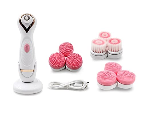Waterproof Electric Facial Cleansing Brush - Rechargeable Spin Brush with 3 Modes & 3 Brush Heads for Exfoliating, Massaging & Blackhead Removal | Pink | Perfect for Daily Skincare Routine & Spa-Like Experience at Home