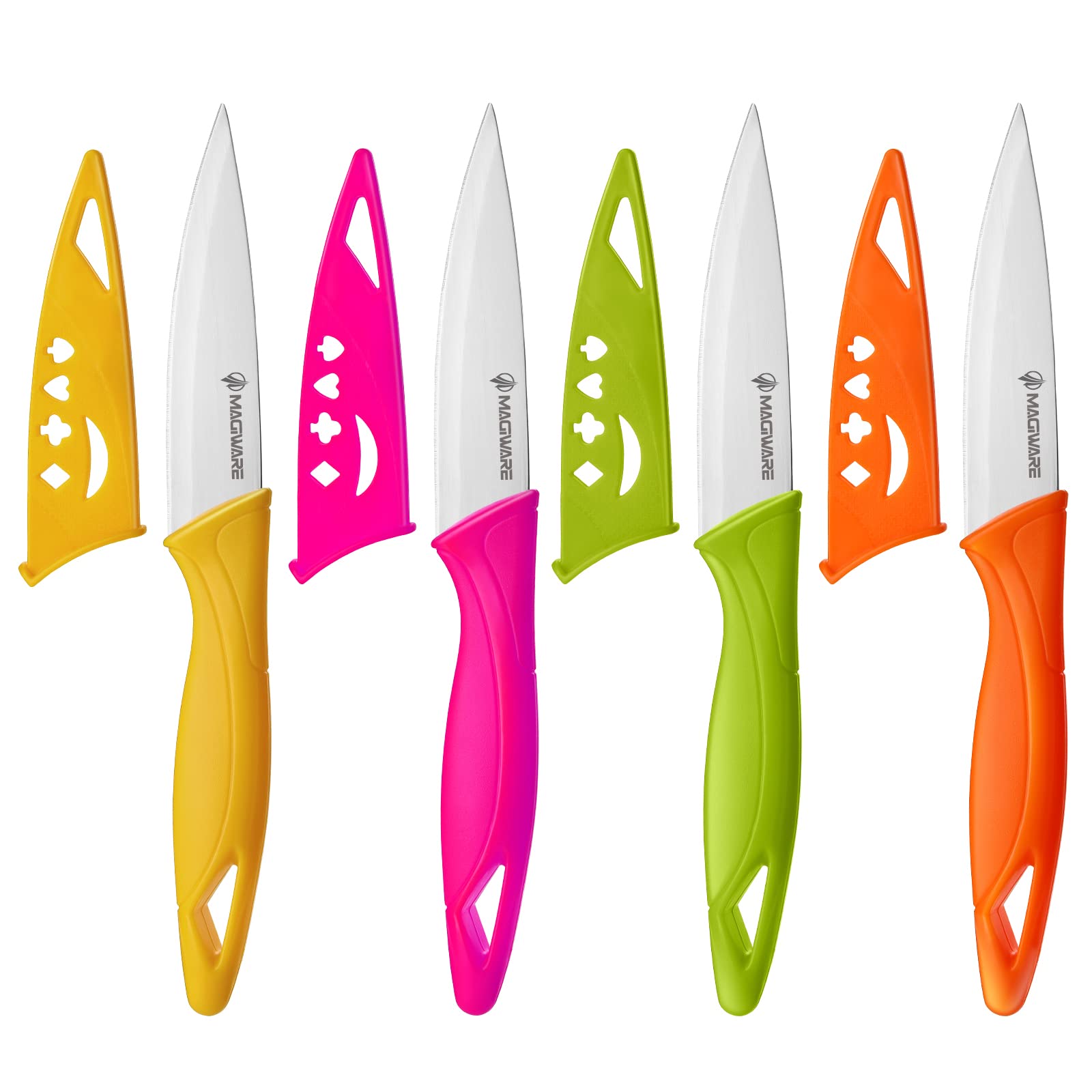 8PCS Ultra Sharp Paring Knife Set with Cover - 3.5 Inch Small Kitchen Knives for Vegetables, Fruits & Precision Cutting | Perfect for Meal Prep, Cooking & Crafting