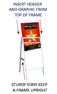 22x28 A Frame Sign Holder with Header - Slide In Design for Restaurants, Retail Stores & Events - Durable Acrylic Menu Board Stand for Indoor & Outdoor Use