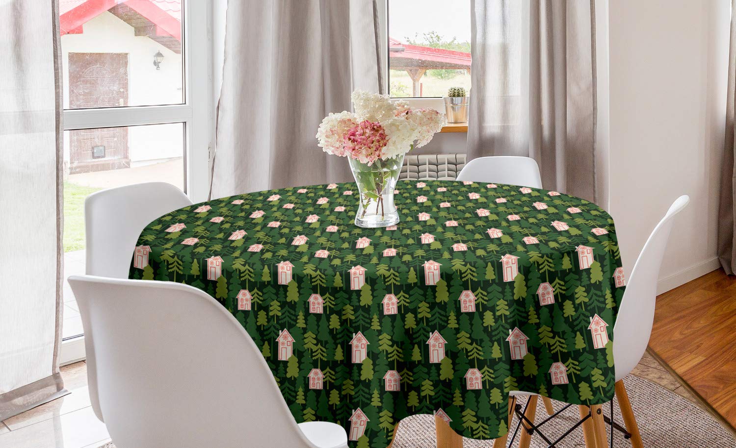 Ambesonne Forest Round Tablecloth 60