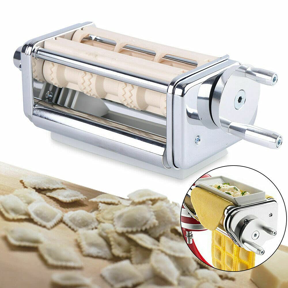 KitchenAid Pasta Roller & Ravioli Maker Attachment Set for Stand Mixers | Stainless Steel Pasta Cutter & Dough Roller | Perfect for Homemade Pasta, Lasagna, and Ravioli in Your Home Kitchen