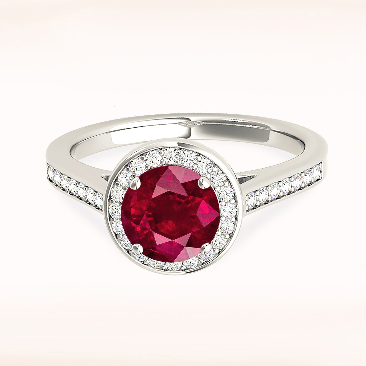1.35 Carat Genuine Ruby Engagement Ring with Diamond Halo & Delicate Band - Perfect for Weddings, Anniversaries & Special Occasions