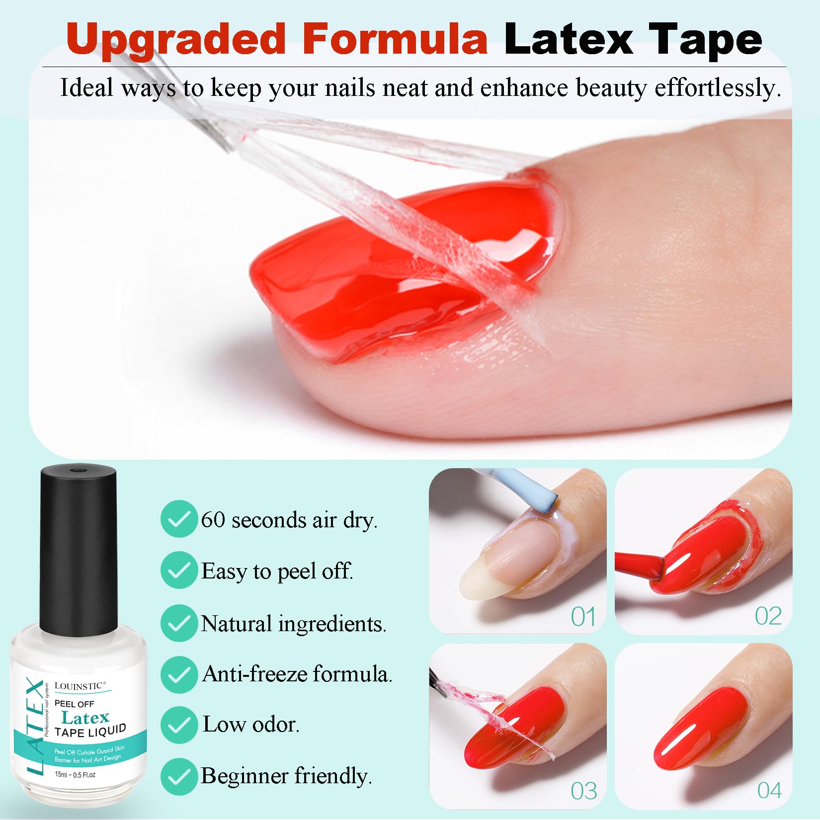 **Gel Nail Polish Remover Kit - Acetone-Free, No Soak or Wrap Needed, Fast 2-5 Minute Removal, Non-Damaging Formula with Liquid Latex & Manicure Tools for Salon & DIY Nail Care at Home**