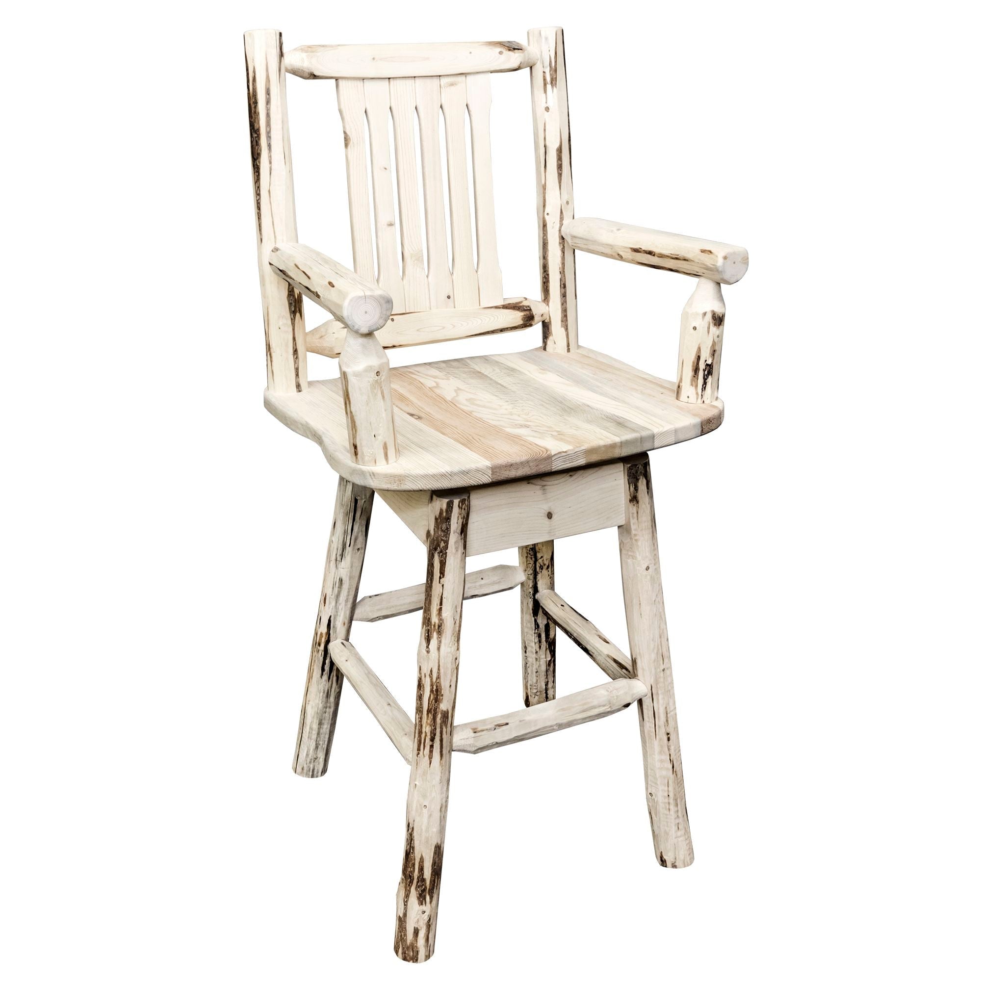 Montana Captain's Bar Stool with Backrest & Swivel Base - Comfortable Swivel Bar Stool for Kitchen Island, Home Bar & Dining Room