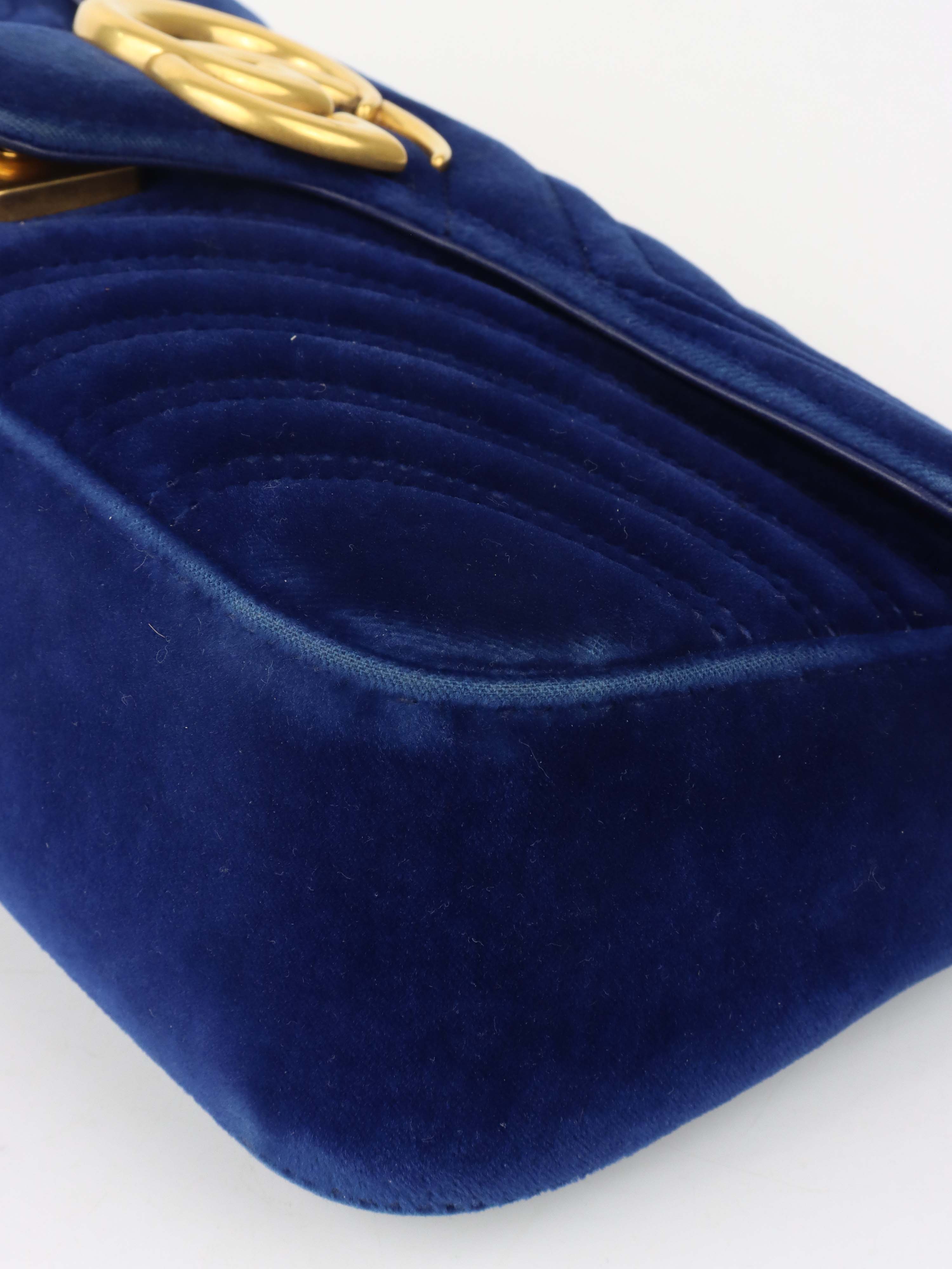 Gucci Blue Velvet Marmont Shoulder Bag for Women | Luxury Designer Handbag | Perfect for Evening Parties, Date Nights & Special Occasions