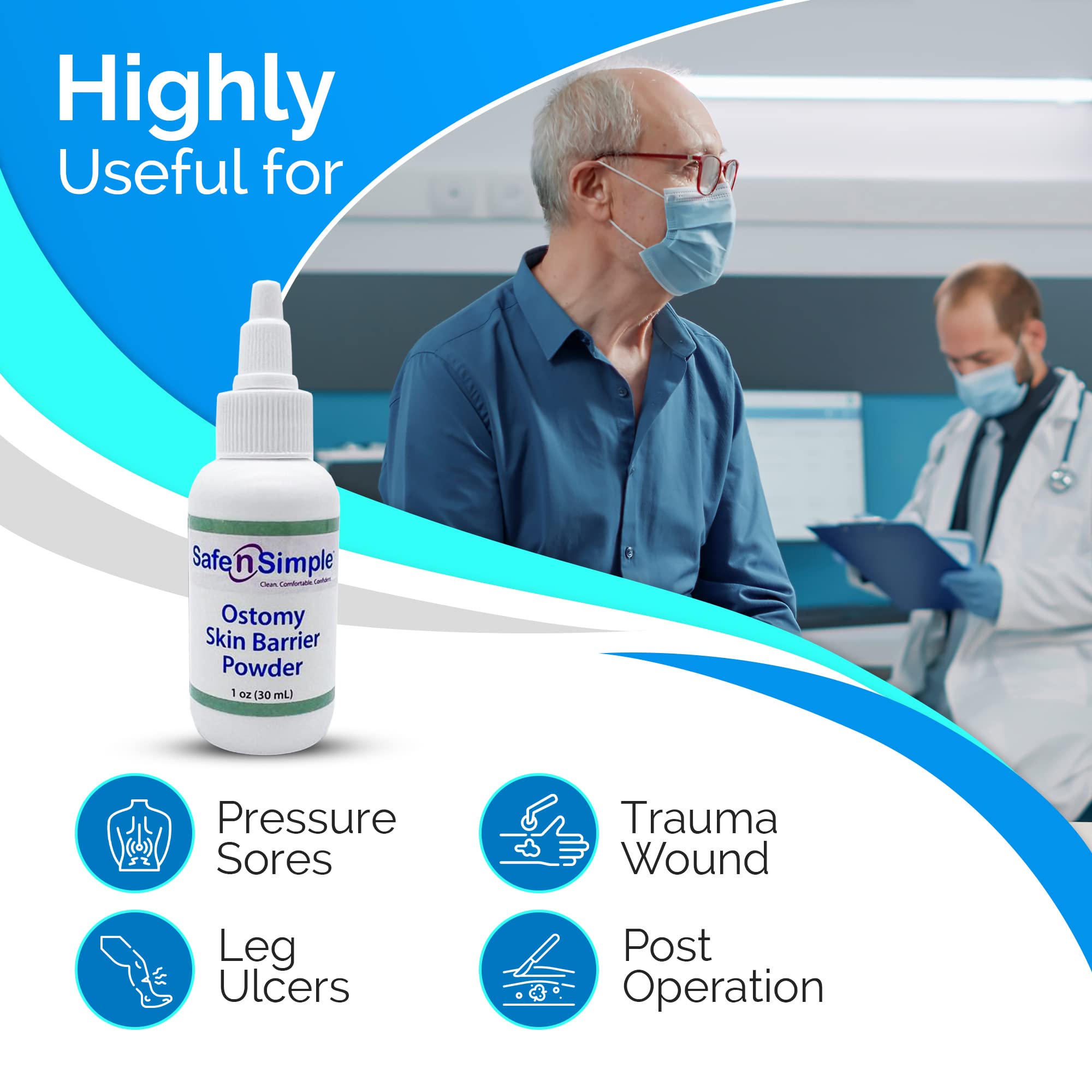Medicated Stoma Skin Barrier Powder - 1 oz | Protective Ostomy Care Powder for Skin Irritation Relief | Safe & Gentle Adhesive Powder for Stoma Protection | Ideal for Post-Surgery Care & Daily Ostomy Management