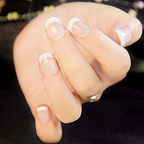 24pcs Reusable False French Beige Nails - Natural Looking Fake Nails for Ear Lobe & Accessories | Perfect for Parties, Weddings & Daily Wear