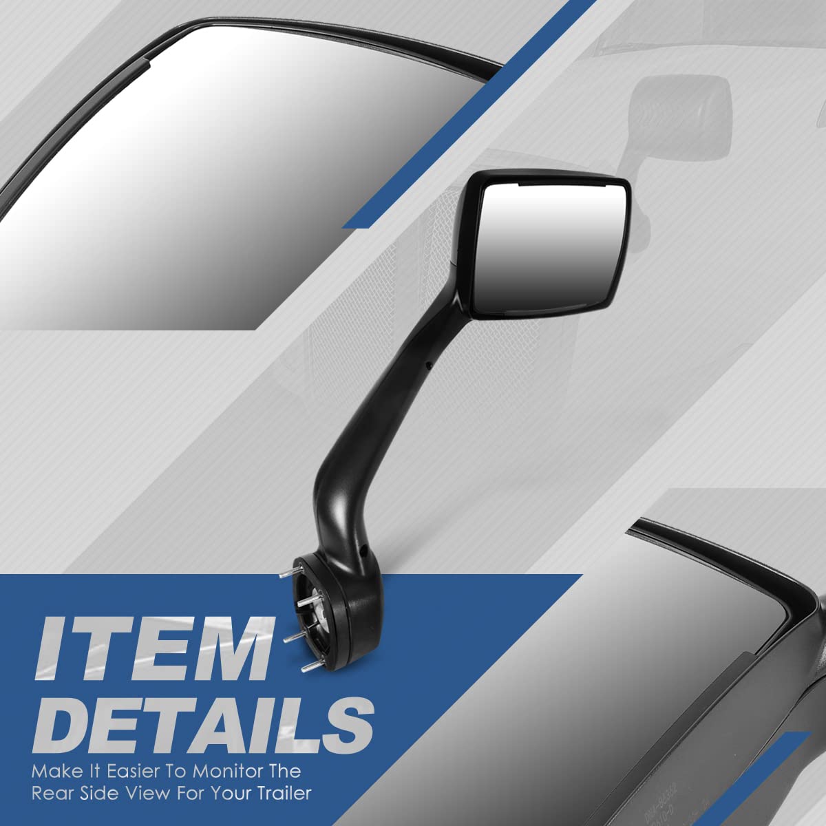 Auto Dynasty Arrow-Pattern LED Sequential Turn Signal Manual Adjust Side Mirrors for Kenworth T680 & Peterbilt 579/587 (2011-2021) - Textured Black - Driver & Passenger Side - Enhanced Visibility & Safety for Truck Drivers
