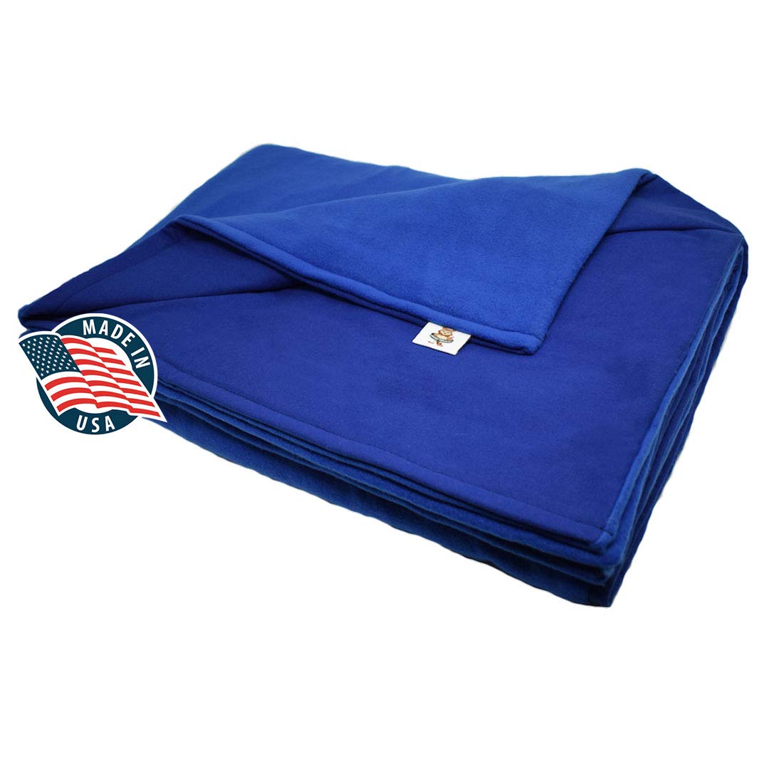 12lb Medium Weighted Blanket for Adults | 58'' x 41'' Heavy Pressure Blanket | Blue Fleece/Flannel | Made in USA | Perfect for Anxiety Relief, Stress Reduction & Better Sleep