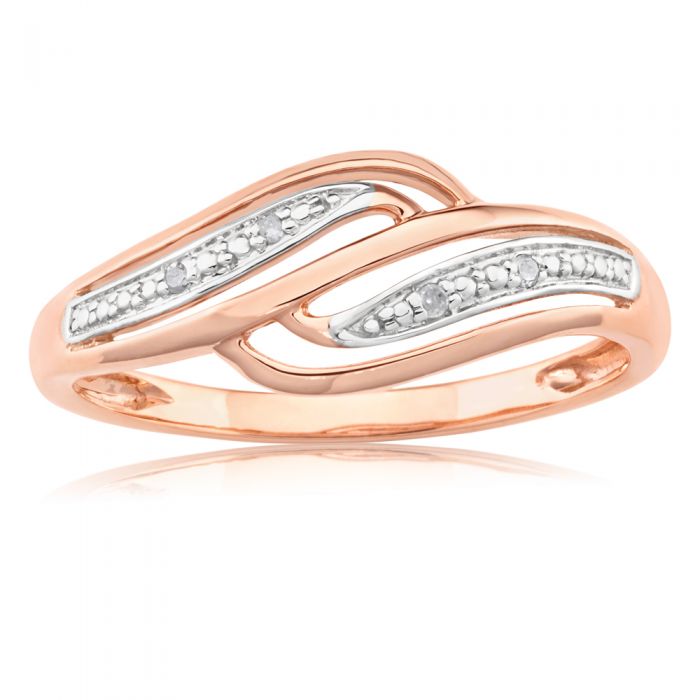 9ct Rose Gold Diamond Ring with 4 Brilliant Cut Diamonds - Elegant Engagement & Wedding Jewelry for Women - Perfect for Proposals, Anniversaries & Special Occasions