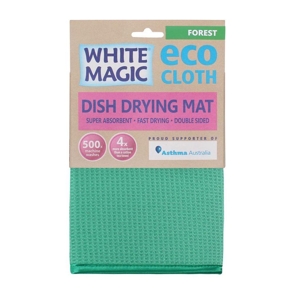 Premium White Magic Microfiber Dish Drying Mat - Super Absorbent, Quick Dry Kitchen Counter Mat for Dishes, Utensils & Glassware - Perfect for Kitchen Countertops, Sinks & Drying Racks (Forest Green)